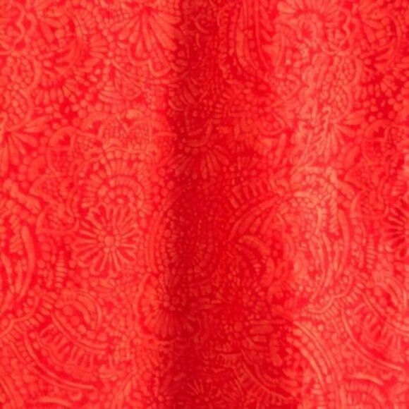 Eddie Bauer Blouse M Short Sleeves Pattern Semi-Sheer V-Neck Peasant Orange Boho - Picture 7 of 11